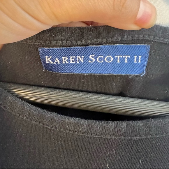 Karen Scott Top 1X Fruit T- Shirt Short Sleeve Vintage Beaded Orange Black - Picture 4 of 4